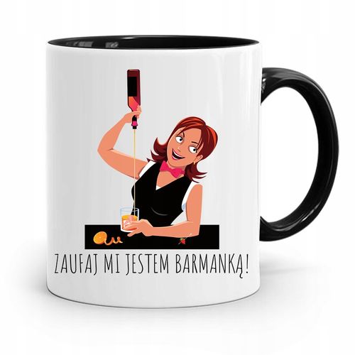 Kubek Czarny Barmana Zaufaj Mi Jestem Barmanką! Z Nadrukiem Ze Zdjęciem na Arena.pl