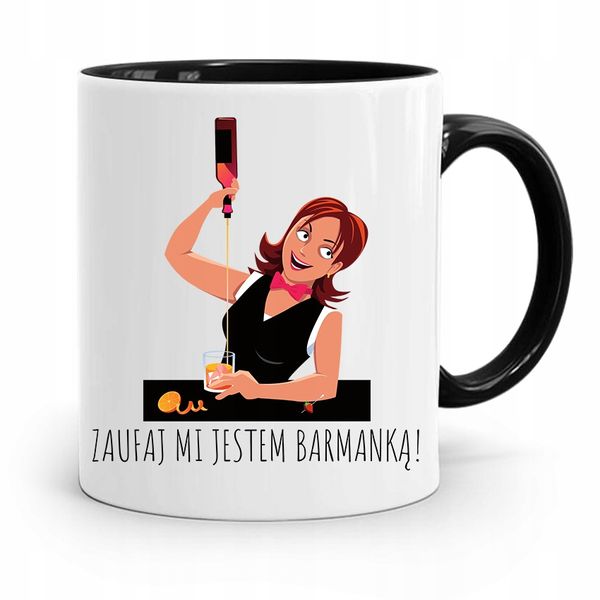 Kubek Czarny Barmana Zaufaj Mi Jestem Barmanką! Z Nadrukiem Ze Zdjęciem zdjęcie 1