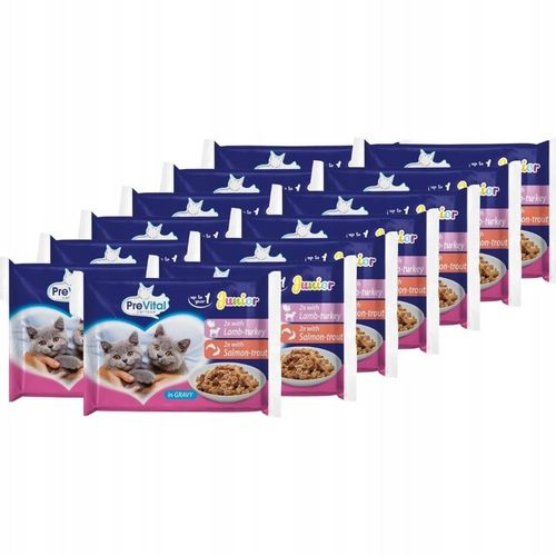 KARMA MOKRA DLA KOTA PREVITAL JUNIOR 52 X 100G SASZETKI DLA KOCIĄT MIX na Arena.pl