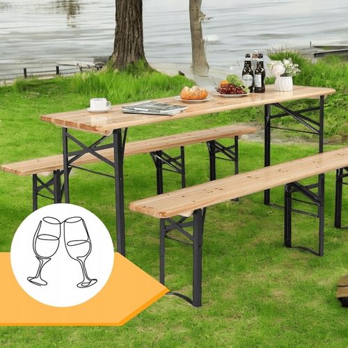 zestaw biesiadny 220cm drewniany skladany stol i ławki Komplet Piwny Barowy na Arena.pl