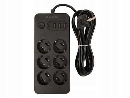 PRZEDŁUŻACZ LISTWA ZASILAJĄCA WŁĄCZNIK 3x USB 6 GNIAZD 3m USB TYP-C CZARNA na Arena.pl