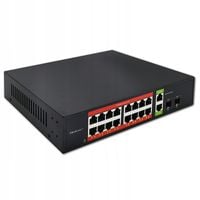 Switch PoE 16x RJ45 Gigabit Ethernet 2x SFP do monitoringu IP Qoltec