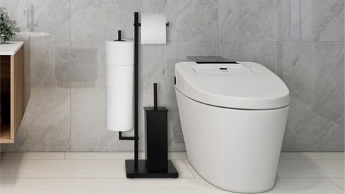 Stojak na papier toaletowy i szczotka do WC czarna loft łazienkowa YOKA na Arena.pl