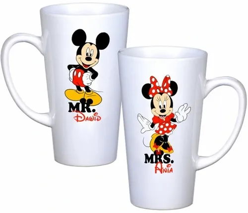 KOMPLET KUBKÓW LATTE DLA PAR PREZENT DUŻE 450ml PREZENT Z NADRUKIEM na Arena.pl