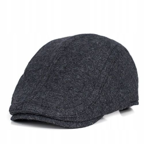 Kaszkiet Męski Wiskoza Wełna Czapka Jesienno-Zimowa Elegancki Grafitowy na Arena.pl