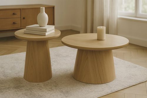 ZESTAW STOLIKÓW KAWOWYCH STYL BOHO SCANDI JAPANDI ZESTAW 2SZT Ø60 na Arena.pl