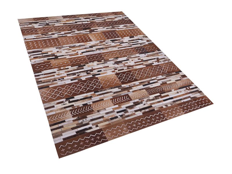 Dywan patchwork skórzany 160 x 230 cm brązowy HEREKLI zdjęcie 3