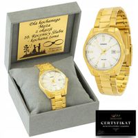 LUKSUSOWY ZEGAREK MĘSKI CASIO POZŁACANY PRAWDZIWYM 24K ZŁOTEM + GRAWER