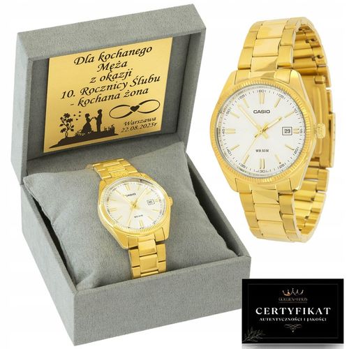 LUKSUSOWY ZEGAREK MĘSKI CASIO POZŁACANY PRAWDZIWYM 24K ZŁOTEM + GRAWER na Arena.pl