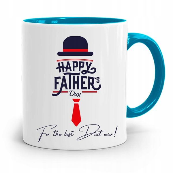 Kubek Błękitny Dla Taty Ojca Happy Father's Day Z Nadrukiem Ze Zdjęciem zdjęcie 1