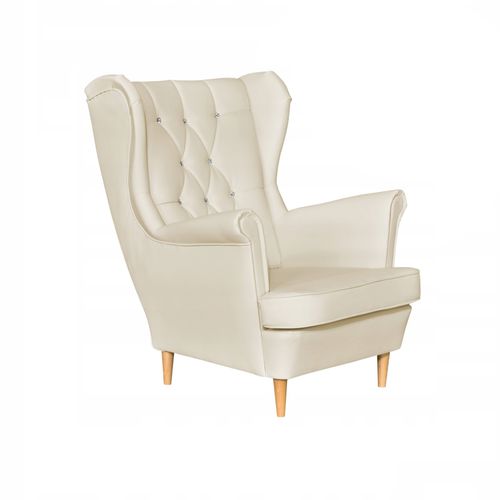 Fotel Uszak eko skóra Gaja Skandynawski Family meble beżowy kremowy na Arena.pl