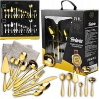 ZŁOTE SZTUĆCE ZESTAW SZTUĆCÓW na 12os 72el +WALIZKA VICTORIA Karl Hausmann