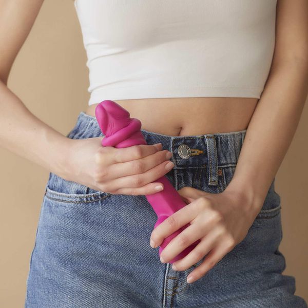 Sliding Skin Realistic Dildo Fuchsia L zdjęcie 6