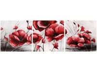 70 90CM OBRAZ 3 ELEM CZERWONE MAKI ŚCIENNY DRUK PŁÓTNO
