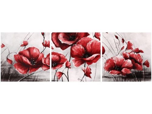70 90CM OBRAZ 3 ELEM CZERWONE MAKI ŚCIENNY DRUK PŁÓTNO na Arena.pl
