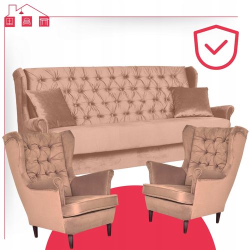 Zestaw wypoczynkowy do salonu sofa 2 fotele BLADORÓŻOWY Gaja Family Meble na Arena.pl