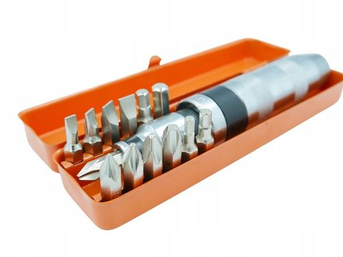 ŚRUBOKRĘT POBIJAK WYKRĘTAK WKRĘTAK UDAROWY 13 BITÓW + METALOWE PUDEŁKO na Arena.pl