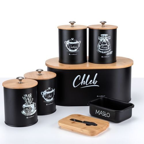 CHLEBAK POJEMNIKI MASELNICZKA DESKA BAMBUSOWY NA PRZYPRAWY CHLEB NOŻYK na Arena.pl