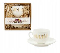 Filiżanka Złoty Nadruk Prezent Na Dzień Mamy Matki Taty Ojca Upominek