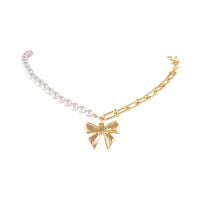 Choker z pereł i łańcucha, z gładką kokardką Aria Princess Collection