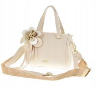 Laura Biaggi - torebka listonoszka kuferek beżowy groszek mat kwiat L326024