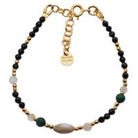 Bransoletka mix - Malachit, Muszla, Turmalin czarny, Hematyt i srebro złocone