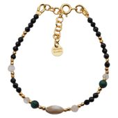 Bransoletka mix - Malachit, Muszla, Turmalin czarny, Hematyt i srebro złocone