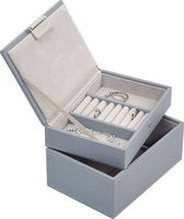 Szkatułka na biżuterię Stackers podwójna mini szaroniebieska