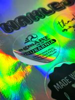 Naklejki samoprzylepne HOLOGRAFICZNE HOLO z twoim LOGO grafiką 50 szt 9 cm