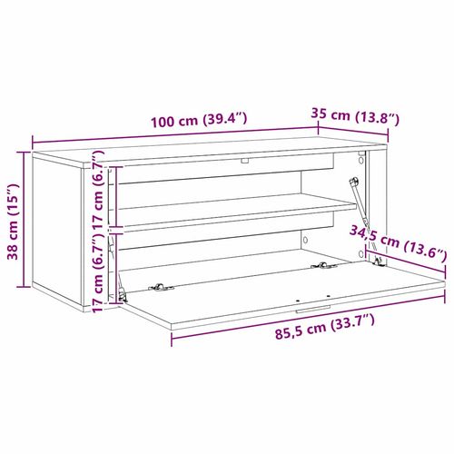 Szafka na buty z półką z drzwiami Czarny dąb 100 x 35 x 38 cm na Arena.pl