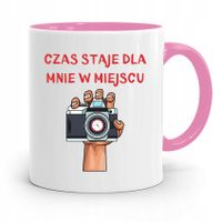 Kubek Różowy Dla Fotografa Czas Staje W Miejscu Z Nadrukiem Ze Zdjęciem