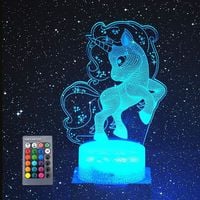 lampka nocna hologram z pilotem jednorożec