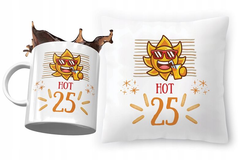 Zestaw Na Urodziny 25 25Te 25-Te Poduszka + Kubek Z Nadrukiem Ze Zdjęciem zdjęcie 1
