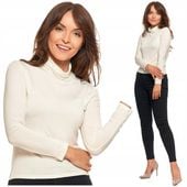 Bluzka Damska Golf Długi Rękaw Wiskoza Cienki Gładki Klasyczny S MORAJ