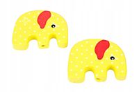Drewniane koraliki SŁOŃ 25x31mm żółty 2szt