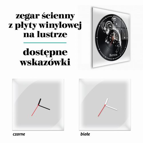 Zegar Ścienny z płyty winylowej na lustrze ZNAKI ZODIAKU 12 wzorów  30x30 na Arena.pl