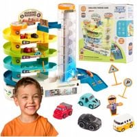 TOR PARKING GARAŻ DLA SAMOCHODÓW AUTEK DUŻY ZABAWKA 4 POZIOMY ZESTAW 6 AUT