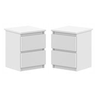 Szafka Nocna 2 szt. Biała 30cm SZAFKI NOCNE ZESTAW 2 Szuflady Mat