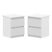 Szafka Nocna 2 szt. Biała 30cm SZAFKI NOCNE ZESTAW 2 Szuflady Mat