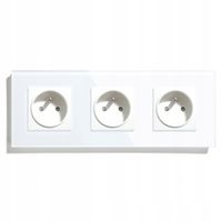 GNIAZDKO ELEKTRYCZNE SZKLANE POTRÓJNE KONTAKT 16A GNIAZDO 230V RAMKA 228mm