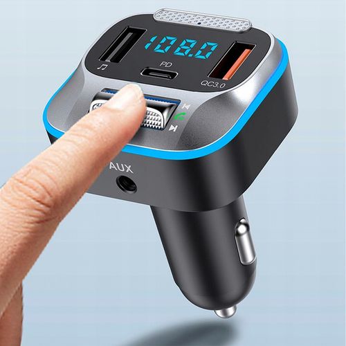 TRANSMITER ŁADOWARKA SAMOCHODOWA BLUETOOTH FM AUX JACK SAMOCHODOWY USB C na Arena.pl