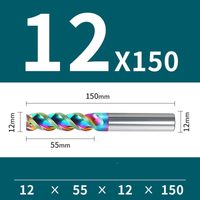 Frez 3 Ostrzowy z Węglika Spiekanego z Powłoką DLC Rozmiar: Ø12x55x12Dx150L