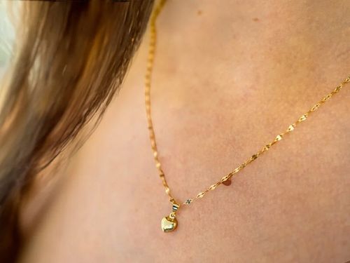 Złoty naszyjnik 585 z delikatnym serduszkiem splot kawa na prezent modny na Arena.pl