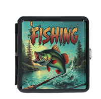 Metalowa Papierośnica z Nadrukiem dla Wędkarza Rybaka Fana Łowienia Ryb