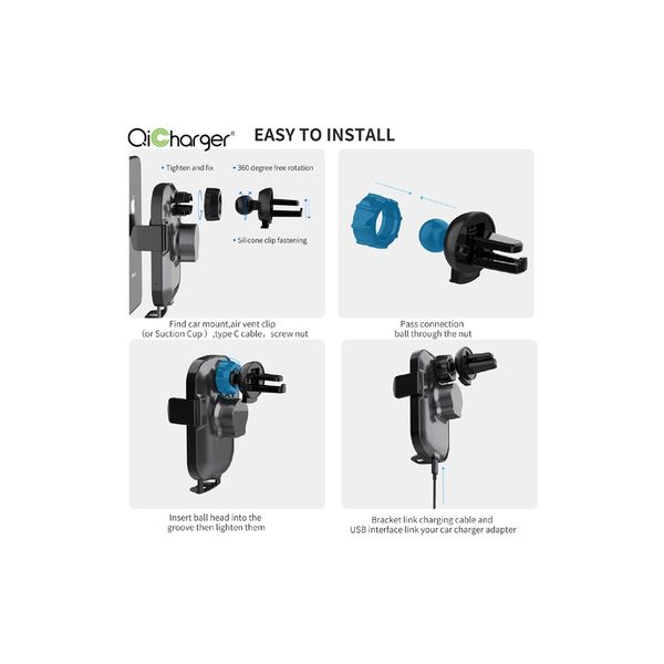 TECHLY UCHWYT DO SMARTPHONA  Z ŁADOWARKĄ BEZPRZEWODOWĄ QI zdjęcie 5