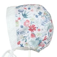 Pupill Halka bonetka dla dziewczynki kwiaty len koral 38-40