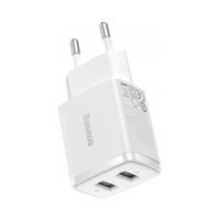 Ładowarka sieciowa Baseus Compact Quick Charger, 2x USB, 10.5W (biała)