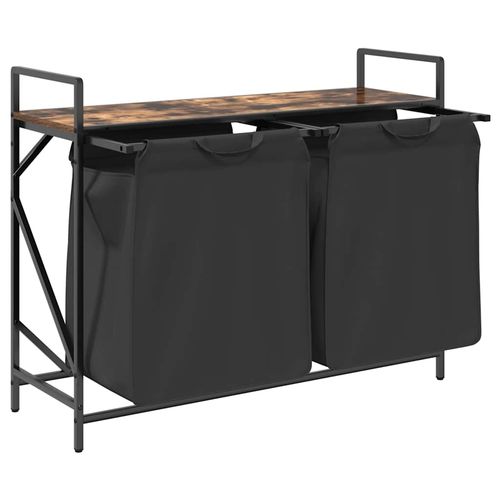 Kosz na pranie 2 przegrody z półką, przydymiony dąb na Arena.pl