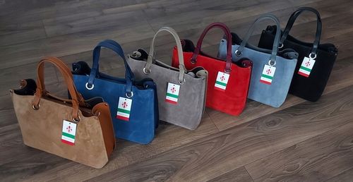 Duża pojemna zamszowa torba XXL Vera Pelle wygodna Włoska skórzana 3 komory na Arena.pl