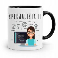 Kubek Czarny Informatyka Programisty Specjalista Z Nadrukiem Ze Zdjęciem